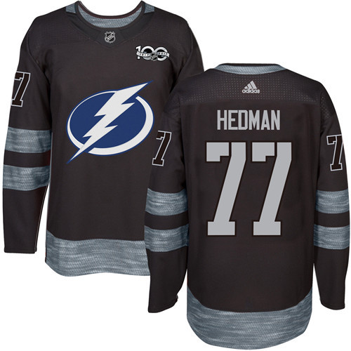 Adidas Lightning #77 Victor Hedman Black 1917-100th Anniversary Stitched NHL Jersey - Click Image to Close